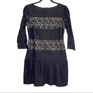 Ann Taylor Lace Drop Waist Little Black Dress
